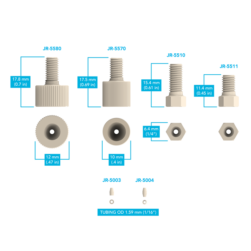 PEEK Nuts with Double Ferrules for 1/16'' OD Tubing 5 pack VICI Jour