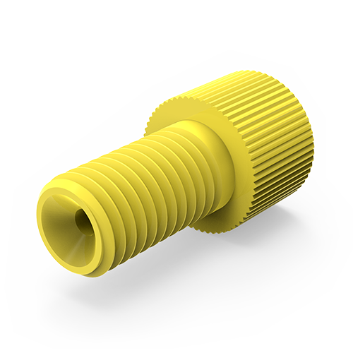 Color-Coded Polyacetal Nuts for Flangeless 1/4-28 Connections